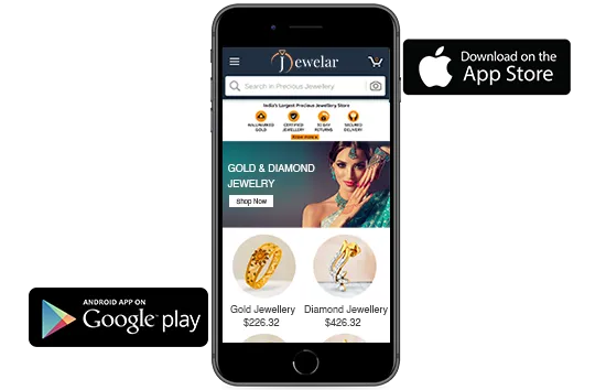 Android and iOS mobile apps for an online jewelry store, built using StoreHippo ecommerce platform.