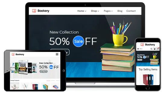 Multi-device optimized online books and stationery store powered by StoreHippo ecommerce platform