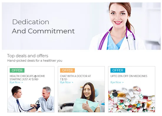 Healthcare deals on an online medical services portal built using StoreHippo ecommerce platform