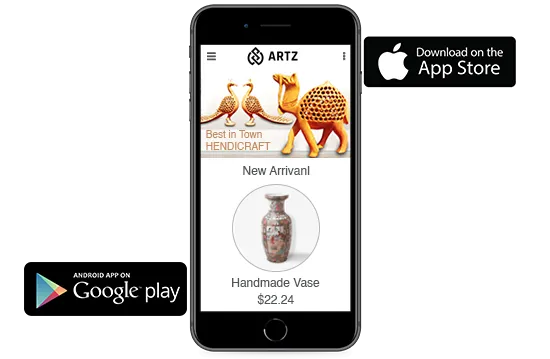 Android and iOS mobile apps for an online handicraft store, built using StoreHippo ecommerce platform.