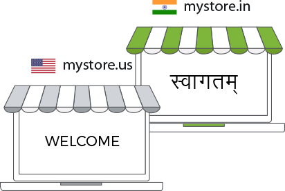 2 sub-stores displaying different language & currency using StoreHippo Multi store ecommerce Software