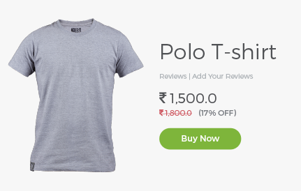 Product page of an online t shirt store powered by StoreHippo displaying product level discount.