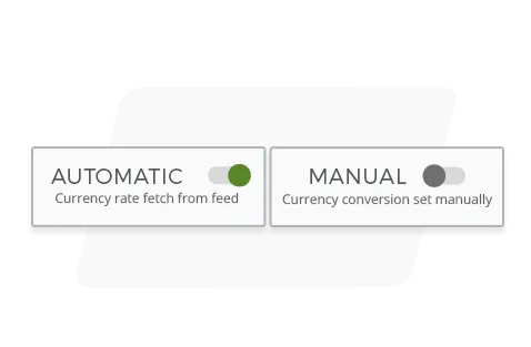StoreHippo multi currency solution supports automatic and manual currency conversions with manual overrides