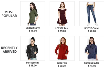 Product management software of StoreHippo powered fashionwebsite showing 2 collections namely most popular & recently arrived.