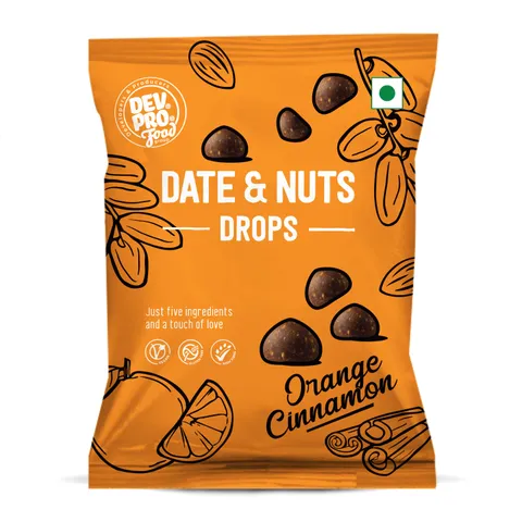 Dev. Pro. Date & Nuts Drops Orange Cinnamon with Fibre Coating (Pack of 12)