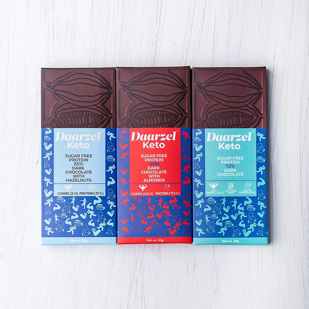 Dark Chocolate 65% Cocoa with Almonds , Hazelnut, 72% Cocoa | Rich in Protein | Sweetened with Stevia | Low Carbs. | Maltitol Free | 3 x 50 g