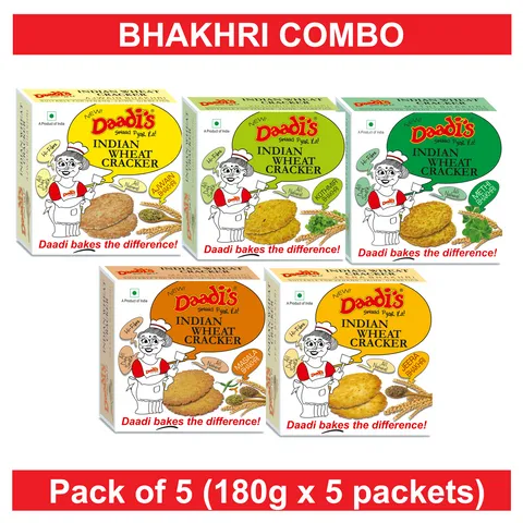 Bhakri 180g (Pack Of 5) (Methi 1, Masala 1, Kothmir 1, Ajwain 1, Jeera 1)