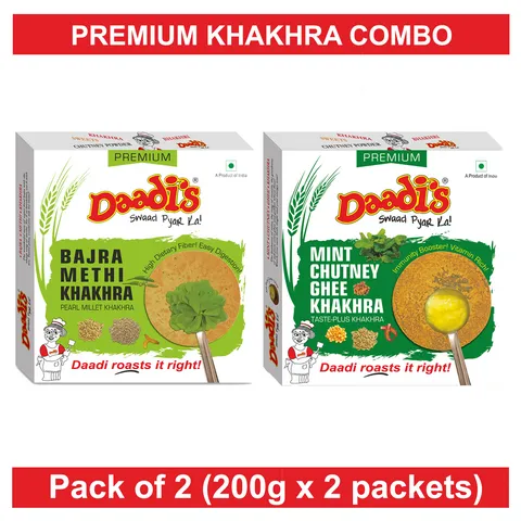 Premium Khakhra 200g (Pack Of 2) (Bajra Methi, Ghee Chutney Mint)