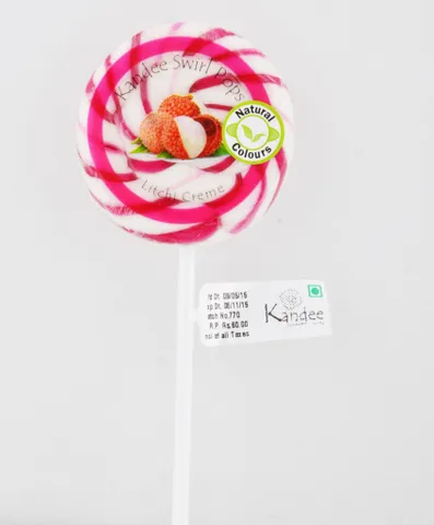Litchi Creme Candy - Pack of 6 Pops -Kandee Swirl Pop