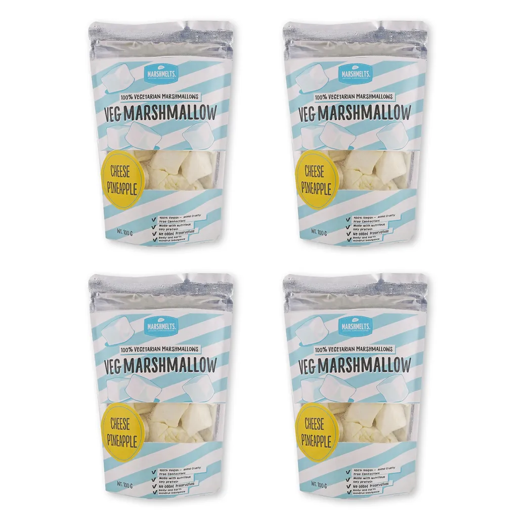 Cheese Pineapple Marshmallow - 100 g x 4 packs - Veg Marshmelts Marshmallow