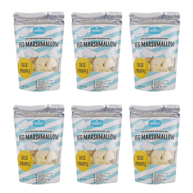 Cheese Pineapple Marshmallow - 60 g x 6 packs - Veg Marshmelts Marshmallow