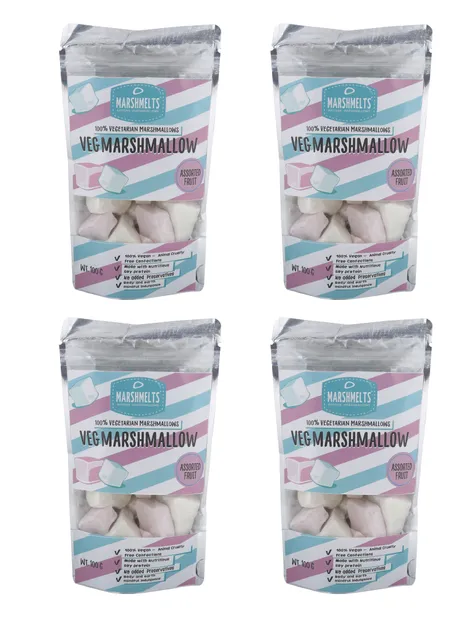 Assorted Fruity Marshmallow - 100 g x 4 packs - Veg Marshmelts Marshmallow