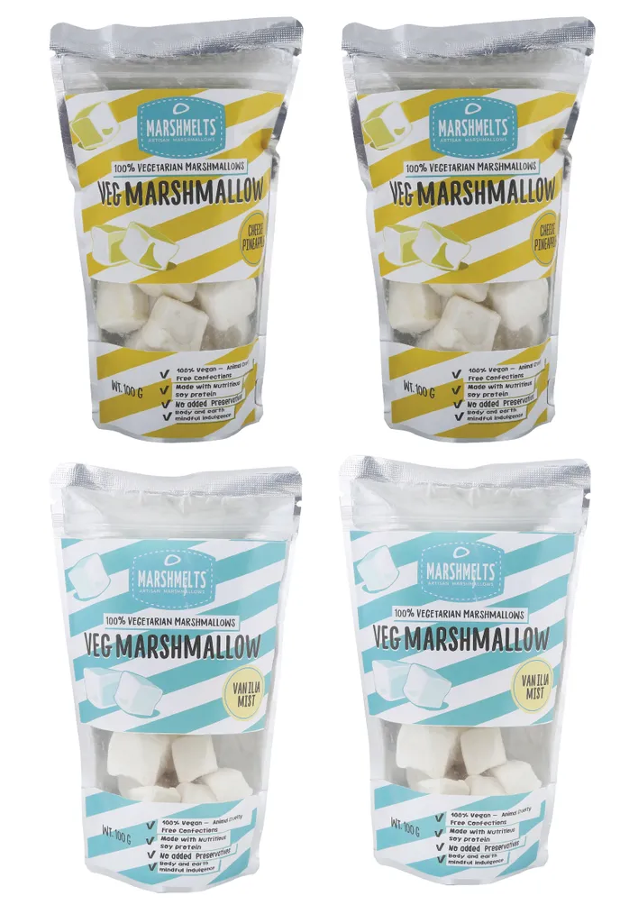 Cheese Pineapple - 2 Packs, Vanilla Mist- 2 Packs Marshmallow - 100g x 4 Packs - Veg Marshmelts Marshmallow