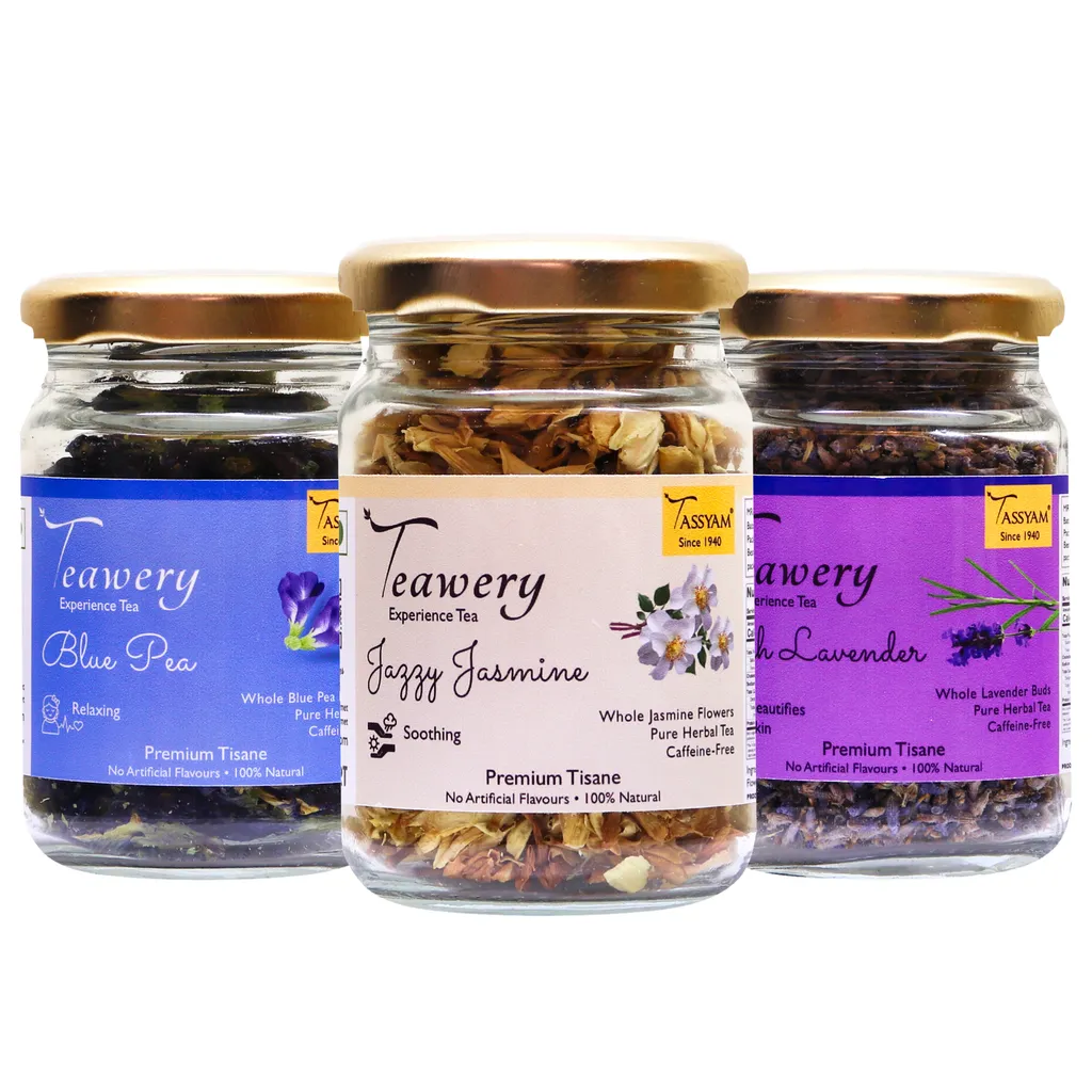 Tisane Herbal Tea Combo Of Jazzy Jasmine 10gm, Blue Pea 10gm, Lush Lavender 20gm