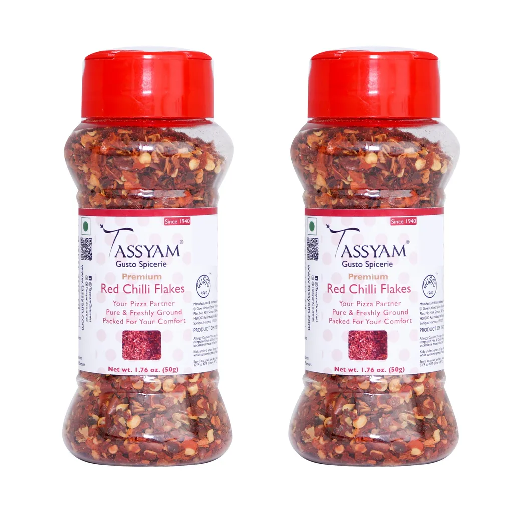 Red Chili Flakes With Dispenser Bottles - Pack Of 2, 50gm Each