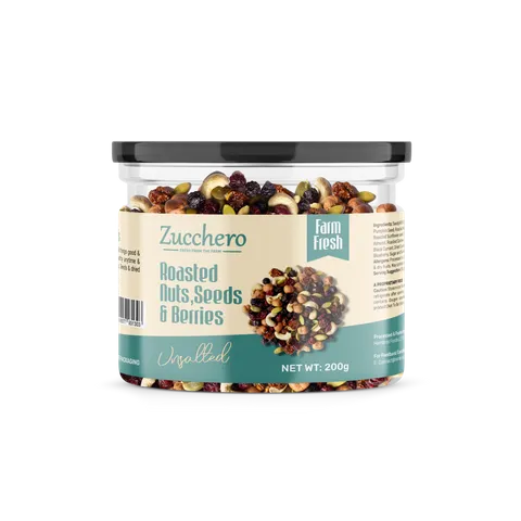 Roasted Mix Of 14 Premium Nuts , Seeds & Berries | Unsalted