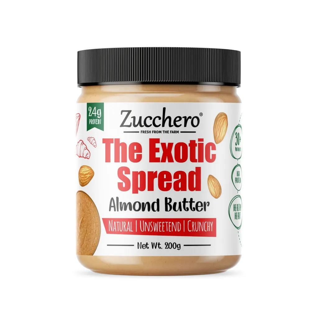 100% Natural California Almond Butter | The Exotic Spread - Crunchy , Unsweetened