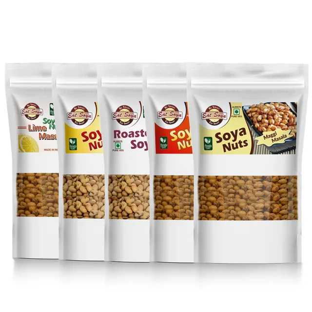 Soya Nuts - Salted, Masala, Maggi Masala, Lime Masala, Roasted