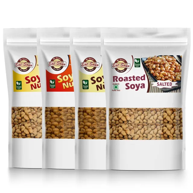Soya Nuts - Salted, Masala, Maggi Masala And Roasted Soyabean - Salted Combo