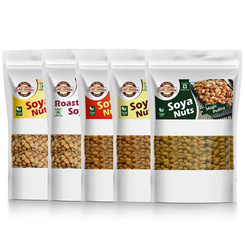 Roasted Soybean - Salted And Soya Nuts - Magic Pudina, Salted, Masala, Maggi Masala Combo