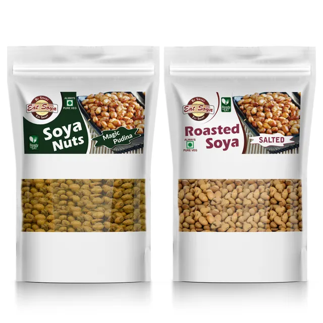 Roasted Soybean - Salted And Soya Nuts - Magic Pudina Combo