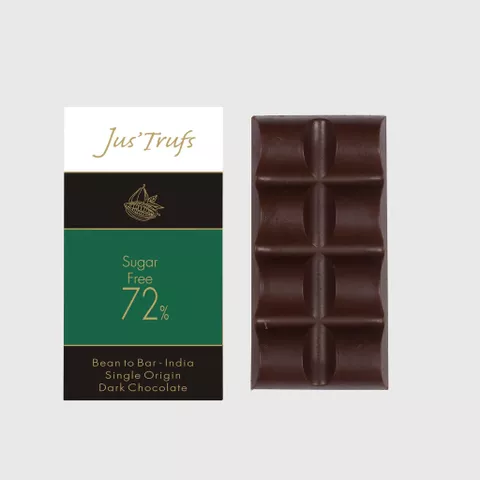 Artisanal 72% Dark Sugar Free Chocolate Bar
