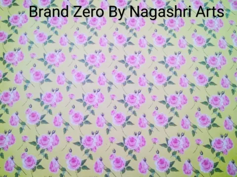 Brand Zero 120 Gsm Decoupage Paper - 23 Inches By 35 Inches Pack of 1 - Yellow Background With Pink Roses Paper