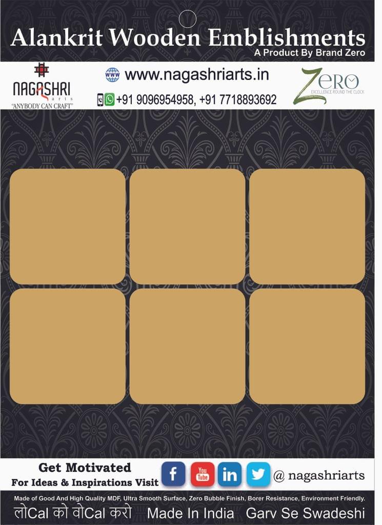 Brand Zero Square Coaster - 3.8 Inches - Pack of 6 Pcs