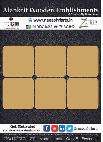 Brand Zero Square Coaster - 3.8 Inches - Pack of 6 Pcs