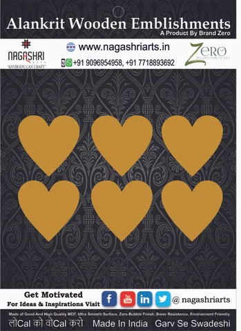 Brand Zero Heart Coaster - 3.7 Inches Diameter 2.5 mm Thickness - Pack of 6 Pcs