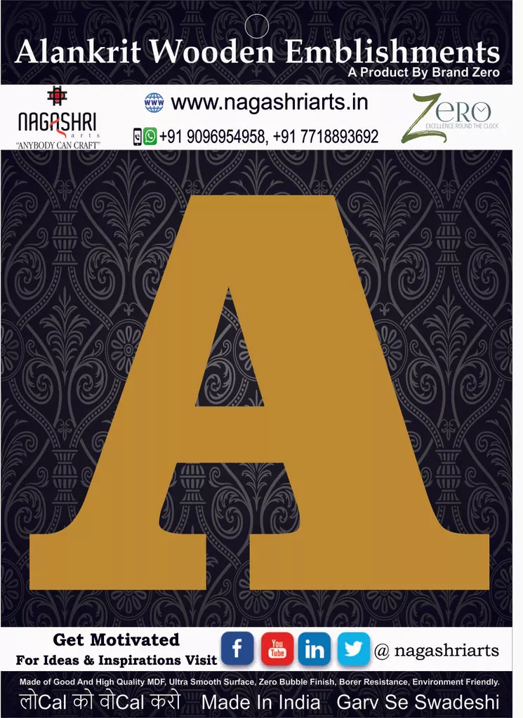 Brand Zero Alphabets, Numbers, Monograms - Upper Case A - CLBBT Font - Select Your Preference