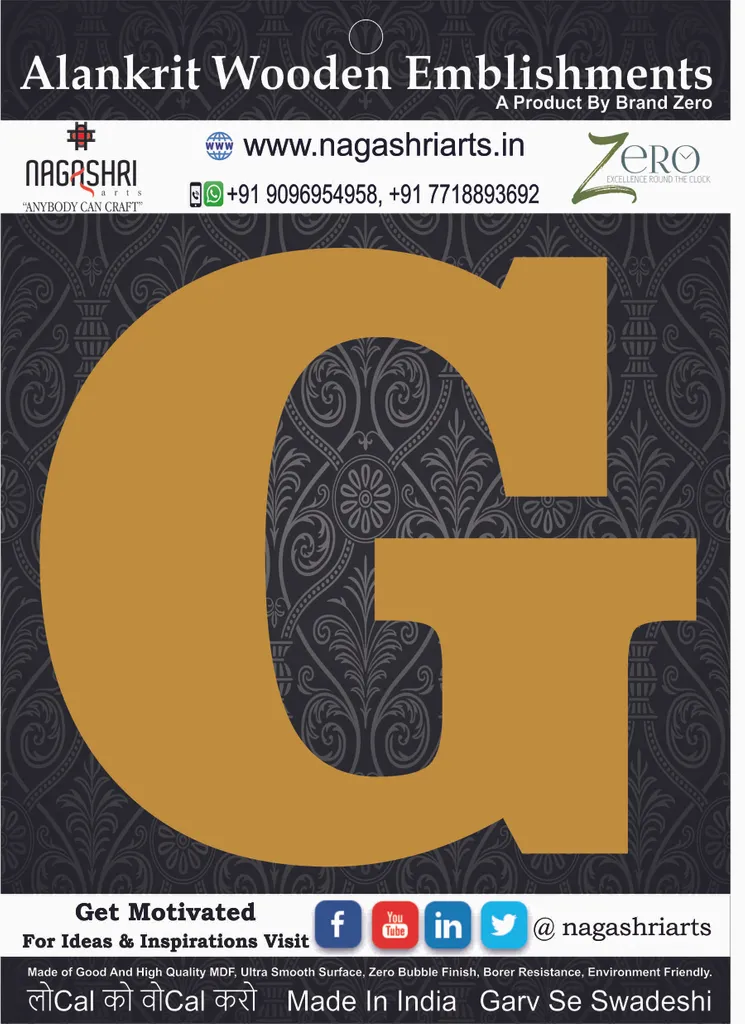 Brand Zero Alphabets, Numbers, Monograms - Upper Case G - CLBBT Font - Select Your Preference