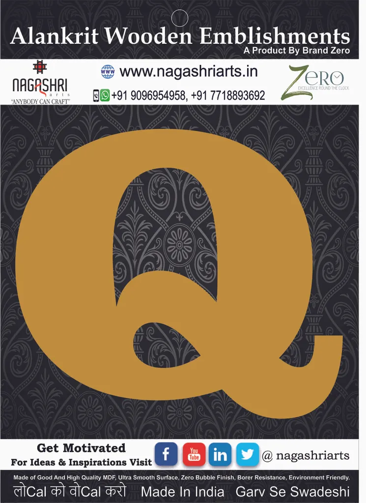 Brand Zero Alphabets, Numbers, Monograms - Upper Case Q - CLBBT Font - Select Your Preference