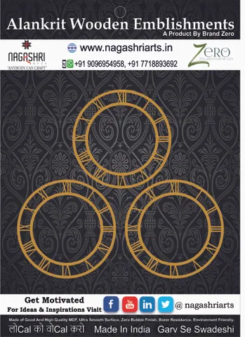 Brand Zero MDF Roman Dial 2.3 Inches Diameter - Pack of 3 Pcs in 2.5 mm Thickness
