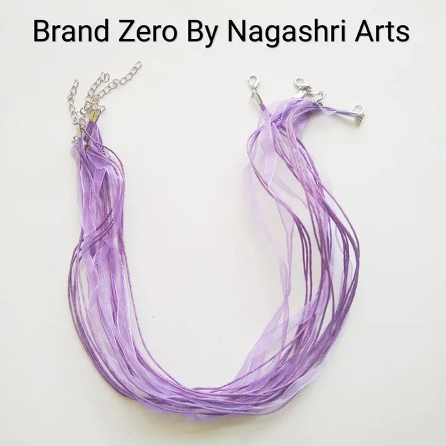 Brand Zero Organza Ribbon Necklace Cords For Jewellery Making - Light Purple - Pack Of 5 pc