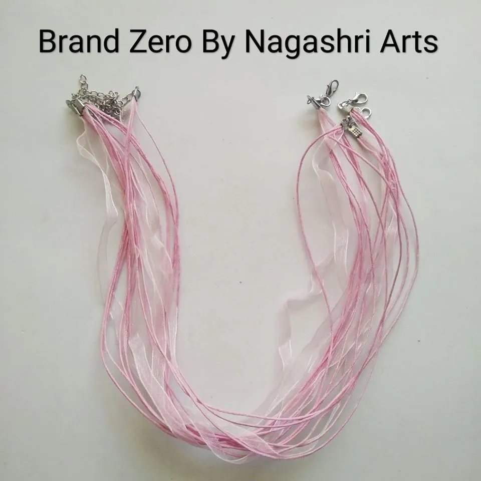 Brand Zero Organza Ribbon Necklace Cords For Jewellery Making - Light Pink - Pack Of 5 pc
