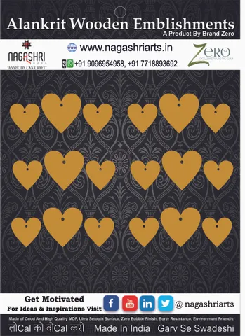 Brand Zero MDF Heart Shape Pendant And Earrings Jewelry Base - Six Sets Of Pack of 3 Pcs