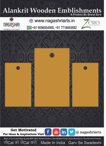 Brand Zero MDF Rectangel Shape Pendant And Earrings Jewelry Base - Pack of 3 Pcs