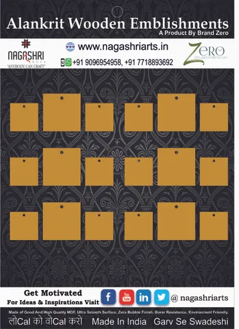 Brand Zero MDF Square Shape Pendant And Earrings Jewelry Base - Size Sets Of Pack of 3 Pcs