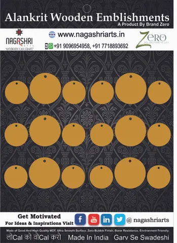 Brand Zero MDF Circle Shape Pendant And Earrings Jewelry Base - Six Sets Of Pack of 3 Pcs