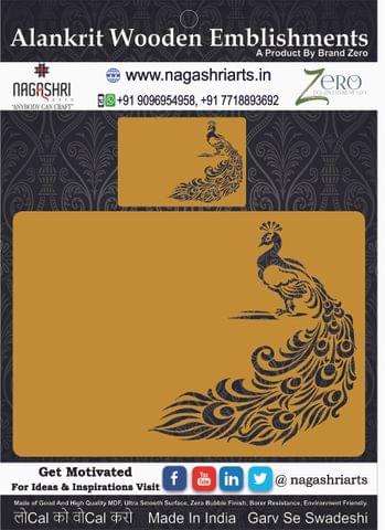 Brand Zero Peacock Placemat Design 1 with Complementing Coaster - Pack of 1 Placemat And 1 Coaster - Select Your Choice of Thickness