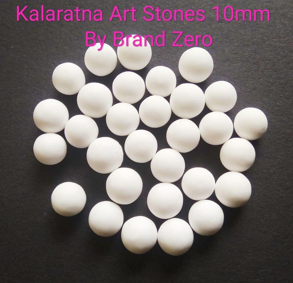 Brand Zero Kalaratna Art Stones - 10 mm - White Colour - Pack of 50 Grams