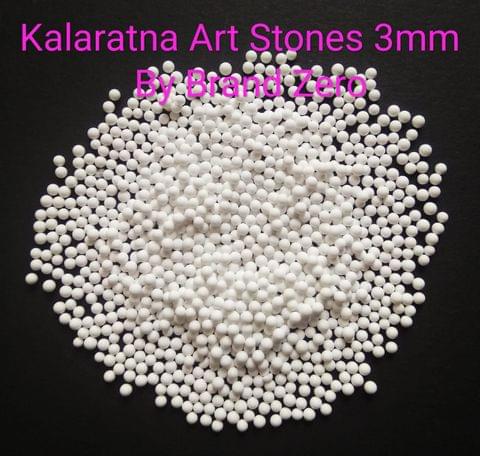 Brand Zero Kalaratna Art Stones - 3 mm - White Colour - Pack of 50 Grams