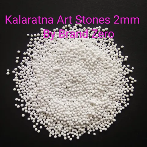 Brand Zero Kalaratna Art Stones - 2 mm - White Colour - Pack of 50 Grams