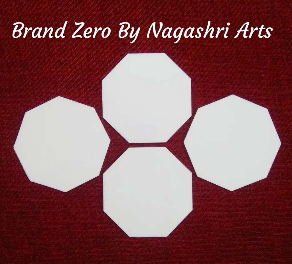Brand Zero Milky White Acrylic Octagon Coasters 4 Inches Diameter - 3 MM Thick - Pack of 4 Pcs