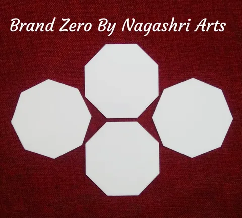 Brand Zero Milky White Acrylic Octagon Coasters 4 Inches Diameter - 2 MM Thick - Pack of 4 Pcs