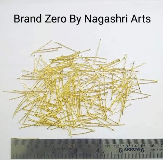 Brand Zero Pack of 20 Gms - 30mm Length Gold Headpins