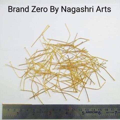 Brand Zero Pack of 20 Gms - 46mm Length Gold Headpins