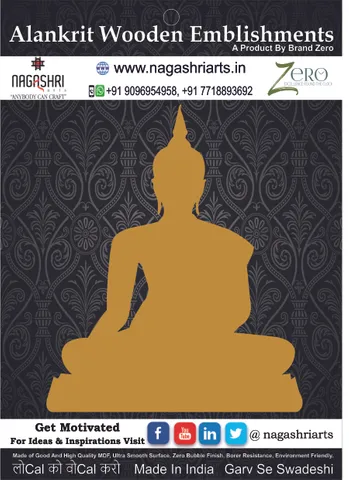 Brand Zero MDF Emblishment Meditation Buddha Design 3 - Select Your Preference Of Size & Thickness