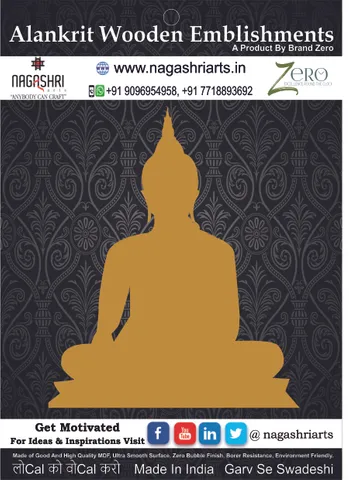 Brand Zero MDF Emblishment Meditation Buddha Design 7 - Select Your Preference Of Size & Thickness